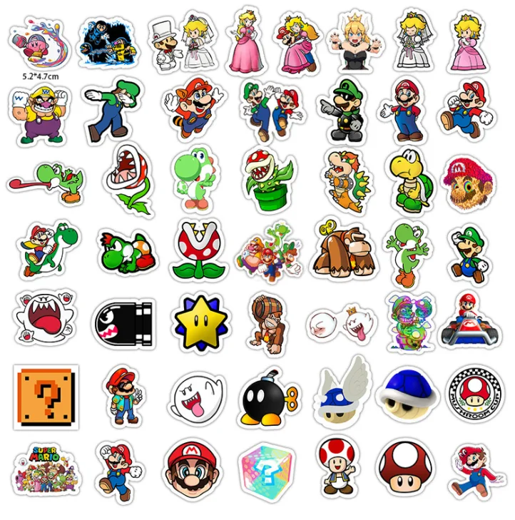 UFOGIFT 50Pcs Classic Game Super Mario Cartoon Stickers Luggage Laptop Bicycle Motorcycle Notebook Waterproof Toys Stickers