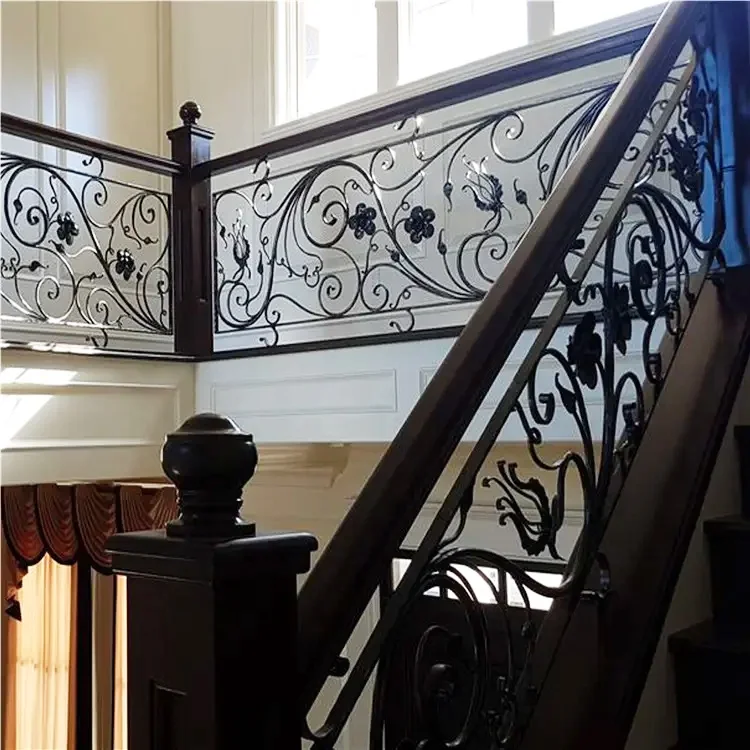 Custom wrought iron stair railing designs spiral/curved staircase handrail design