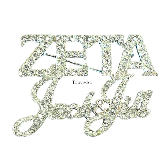 Large Size Rhinestones Zeta Sorority Label Zeta Jack & Jill Lapel Pins JJ Letter Pin Brooches Pins Jewelry