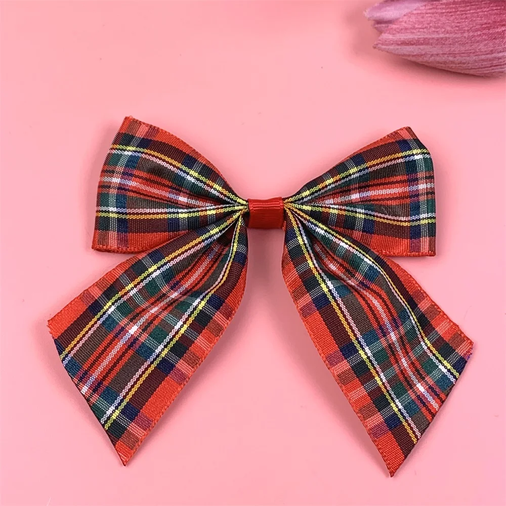red glitter plaid ribbon hair bow girls cute tartan hair clip kids hair accessories