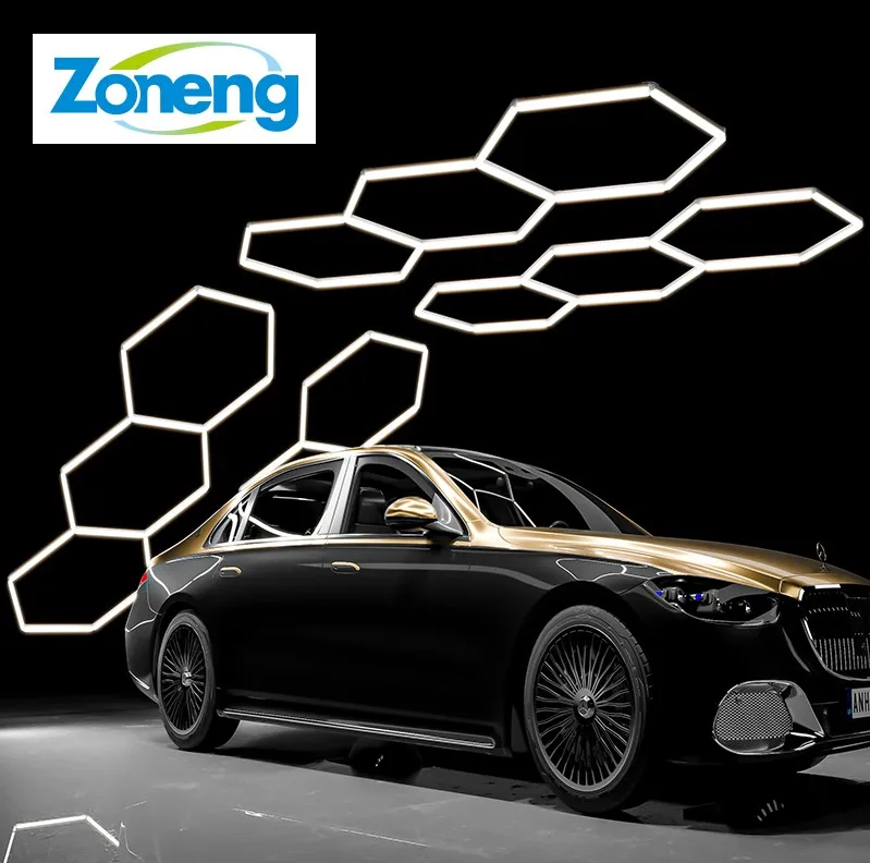 New Custom Led Hexagonal Lighting Detailing Ceiling Car Repair Shop Garage Light Workshop