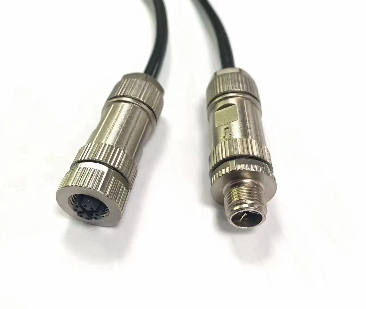 New M12 bent pin PCB buckle 8pin female plug plus M12 assembled crimp 3 / 4 / 5 / 6 / 8 / 12 pin female / female plug connector