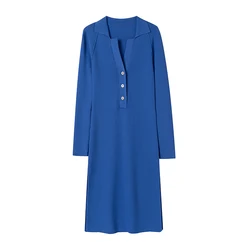 Factory Outlet Anti-Wrinkle Long Sleeves Long Dresses Women Knit Dress