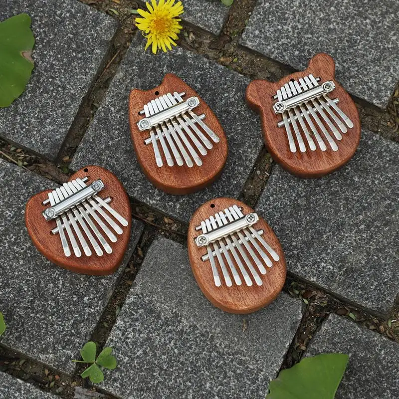 Mini Kalimba Thumb Piano Solid Wood 8 Keys Finger Piano Portable Marimba Musical Thumb Piano with Lanyard Valentines Gift