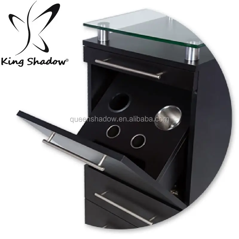 Beauty salon wooden trolley salon cart hair tools cabinet black hair metal salon trolley