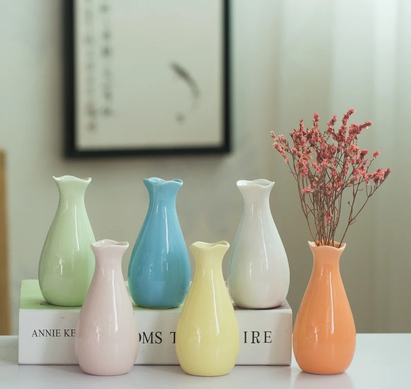 Small fresh ceramic flower vase creative mini hydroponic flower machine ins wind home living room decoration special