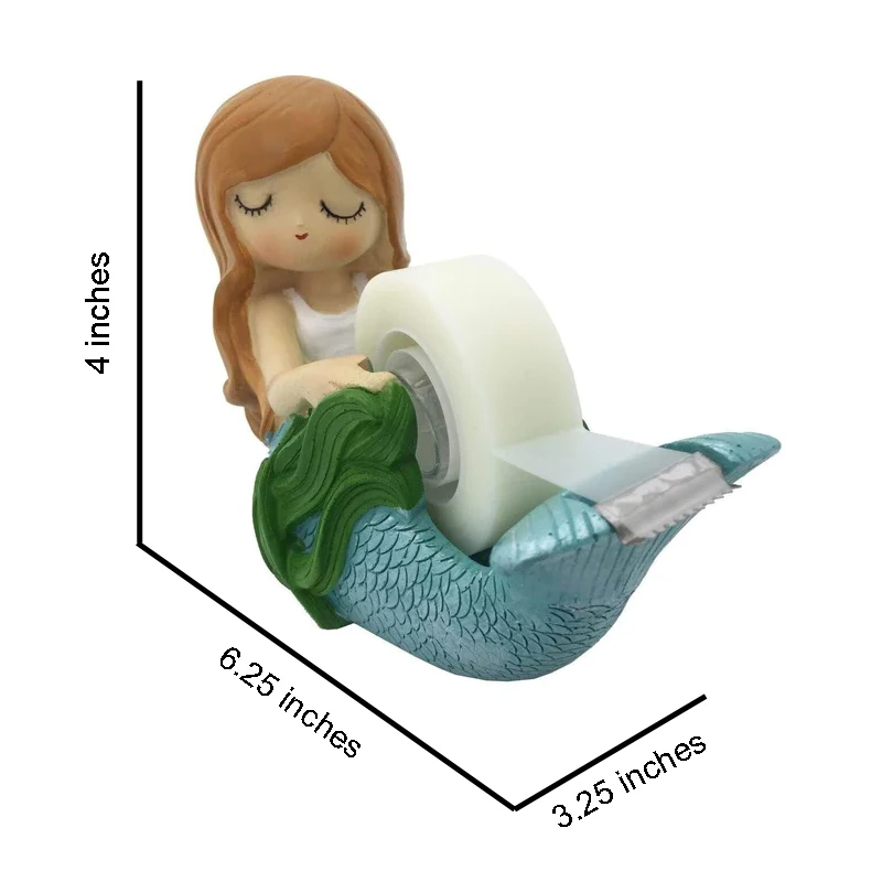 Настольный Режущий инструмент из смолы ручной работы для офиса и школы, милый резак для Русалочки, настольный держатель для ленты, диспенсер