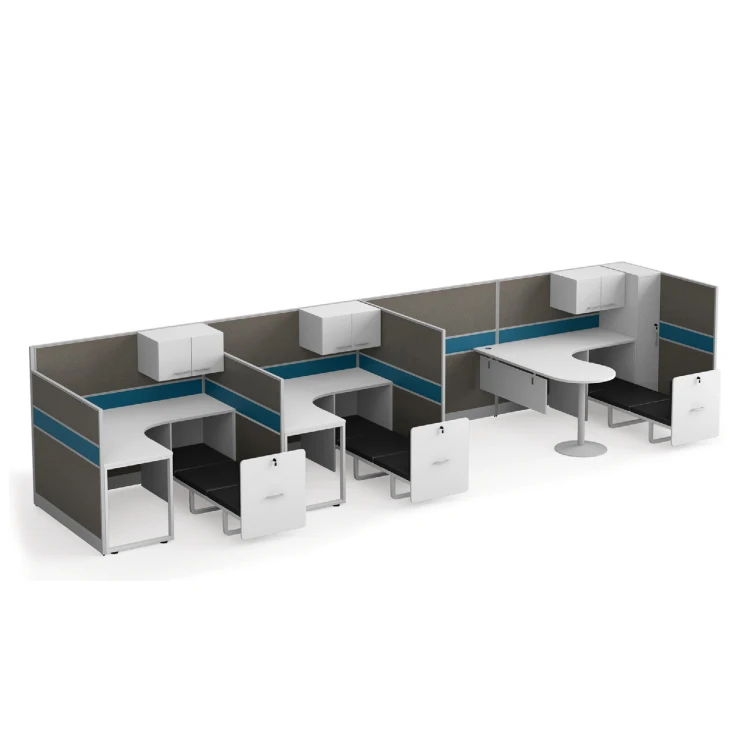 Custom Design 3 Person Aluminum Partition with Hanging Cabinet and folding Bed Call Center Cubicles