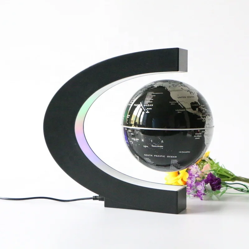 Popular items in stock supply levitation floating world globe 6inch colorful led levitating magnetic globe