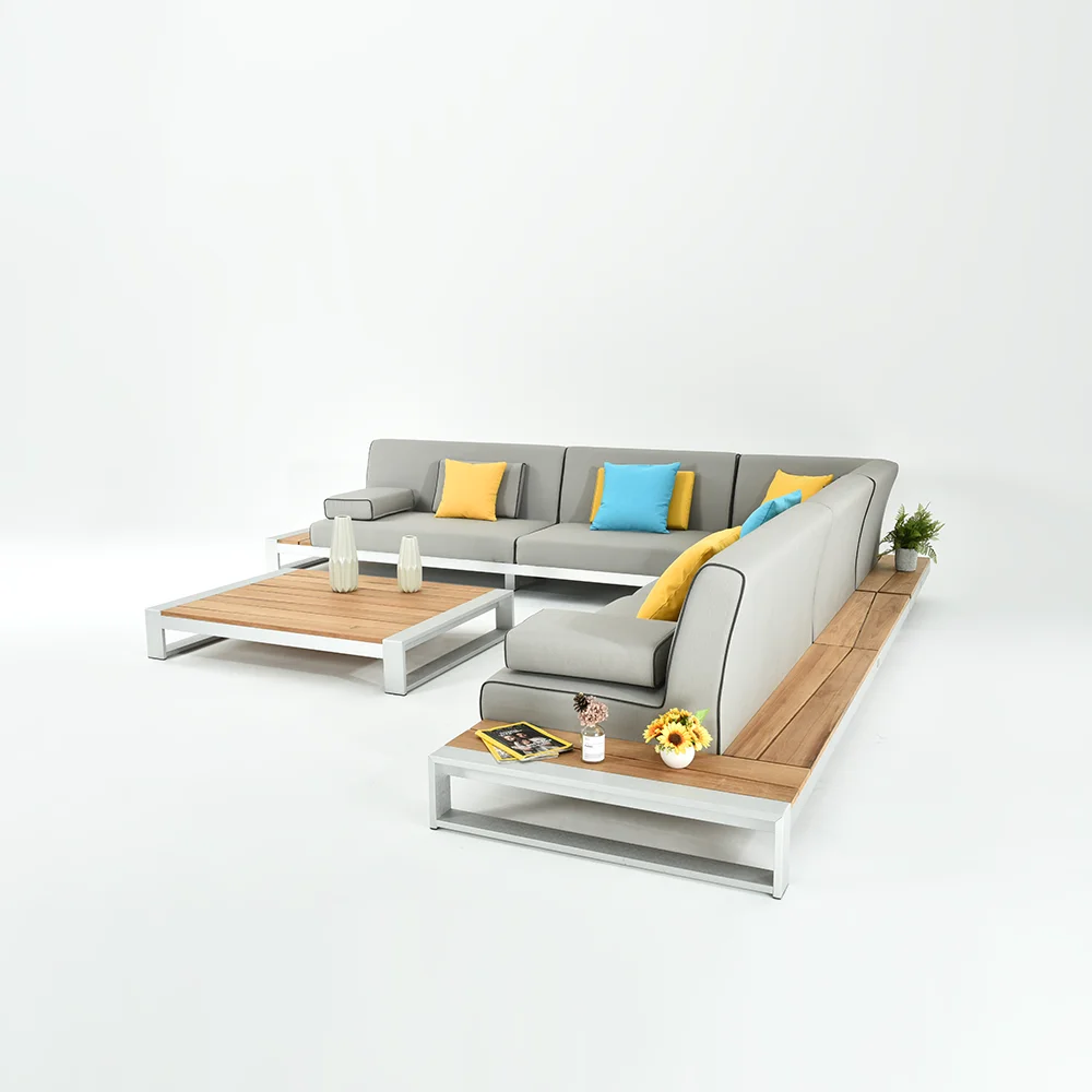 Factory Supply Brushed Aluminum Olefin Fabric Furniture Garden Patio Sofa Set For Outdoor