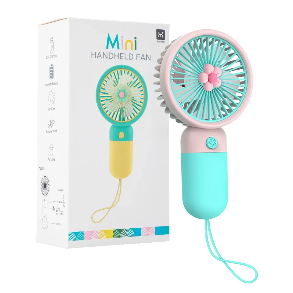 2023 New Animal Flower Mini Girl Hold USB Rechargeable Portable Fans Air Cooler Summer Handheld Mini Fan