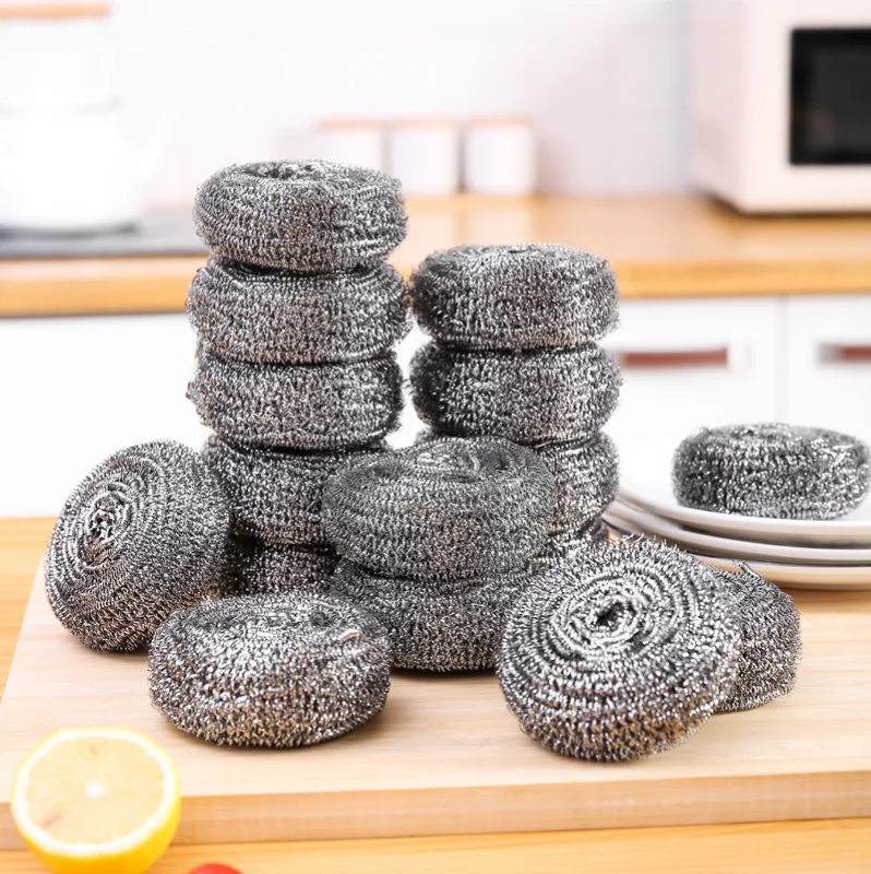 2022 Scrubber Scourer Stainless Steel Metal Home Kitchen Customized Logo Gray Color Wire Feature Weight Steel Wool