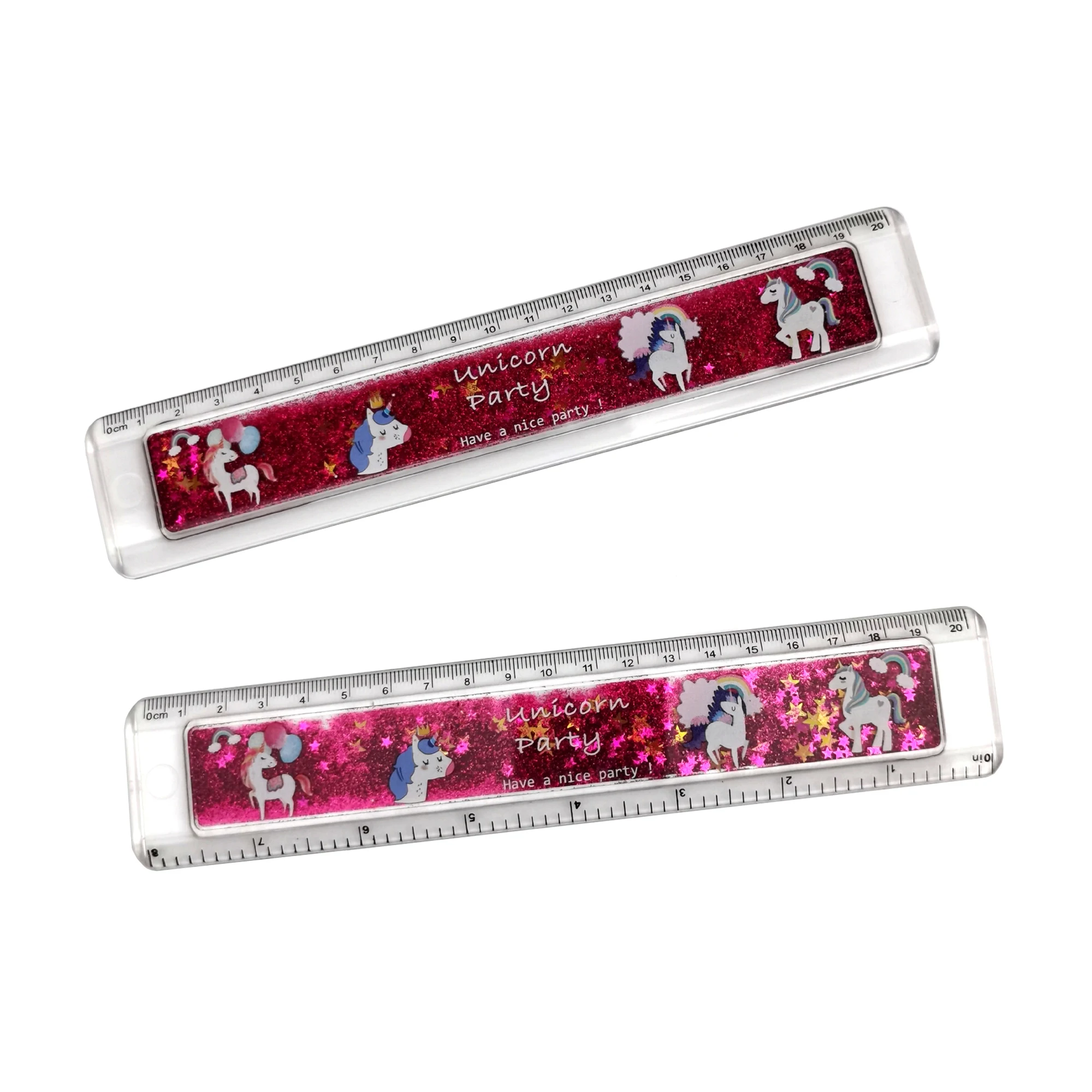 Unicorn kids Stationary liquid ruler with glitter or sequin