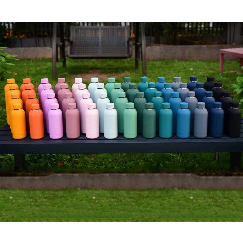 500 750ml Tasse copo Spray rubber painted stainless steel sport yoga bottle botellas de agua stainless steel sport water bottles