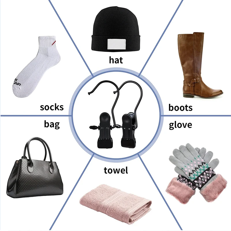 wholesale electrophoretic 3-shaped PVC Coated Metal Spring Clothespin Non-slip Sock Hat black single Clip Hangers