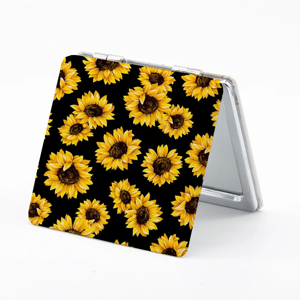 Custom Western Sunflower Double Sided Printed Cosmetic Mirror