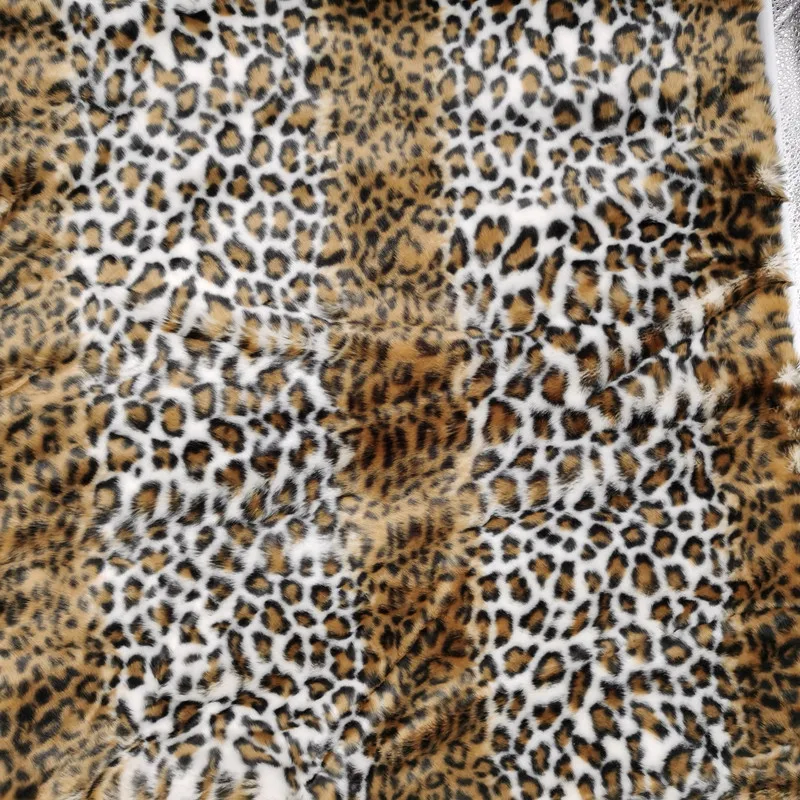 100% полиэстер класса люкс, пальто с мехом, с леопардовым принтом поддельные полиэстер ткань искусственный мех