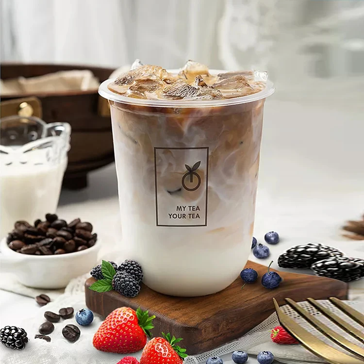 
U shape cup 360ml 500ml 700ml custom logo clear disposable plastic bubble tea food grade PP plastic cup 