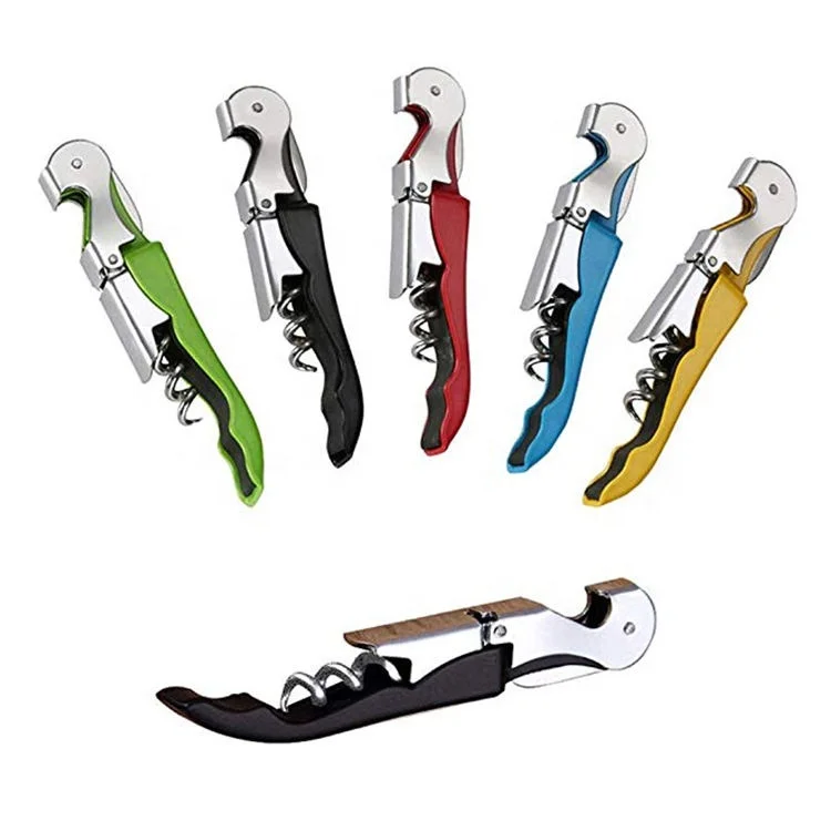 Customized Push Down Black Bottle Opener Waiters Friend Stainless Steel Handle Eco-friendly Bottle Wine Opener Beer Manual