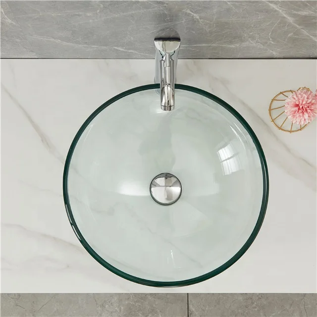 Modern Round Bowl Vanity Sinks Cheap bathroom vessel tempered glass sink wash basin