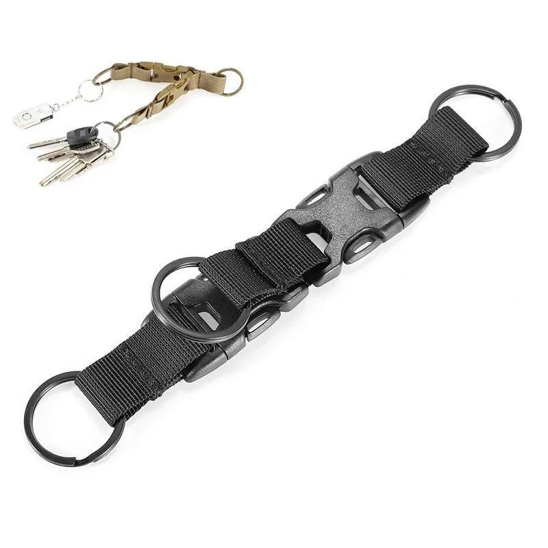 Outdoor Tactical Camping Backpack Hanging Buckle Quick Release Nylon Webbing Carabiner Locking Keychain Hook