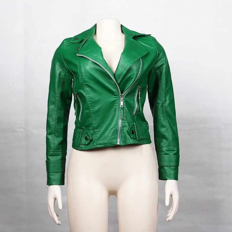 2021 Veste Pour Femmes New Style Winter Trendy Wind Warm Thick Zip Up Black Womens Leather Jackets