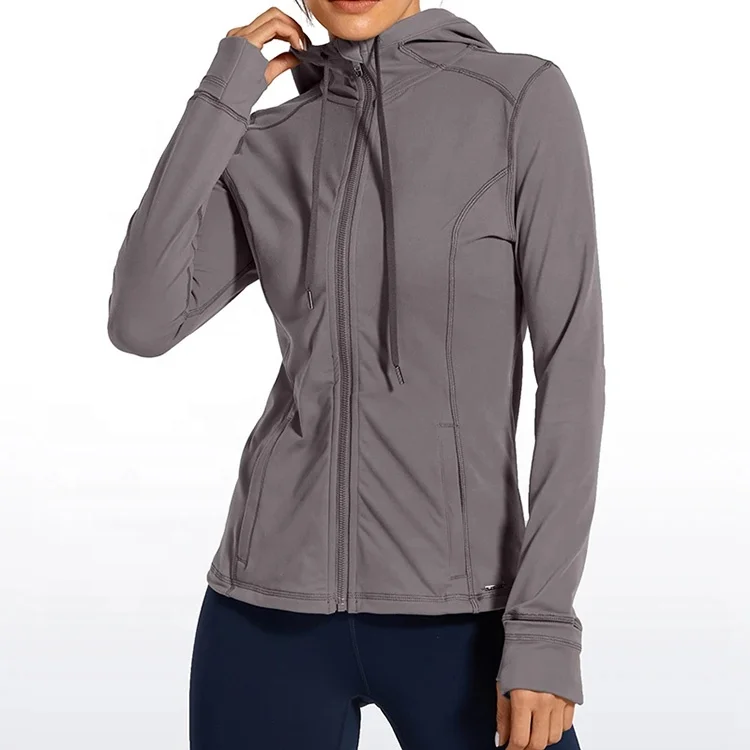Custom Ladies Slim Fit Activewear Full Zipper Gym Arm Holes Workout Yoga hooded Tops Women Sports Jackets