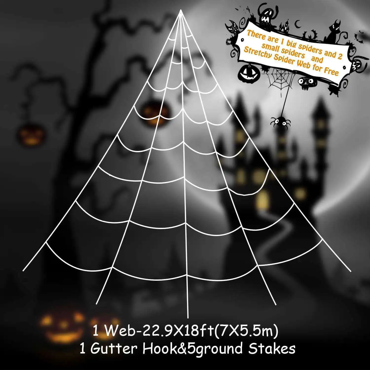 Latest Designs For Halloween Party Atmosphere Decoration Scene Props Triangular Spider Web Super Fan Web