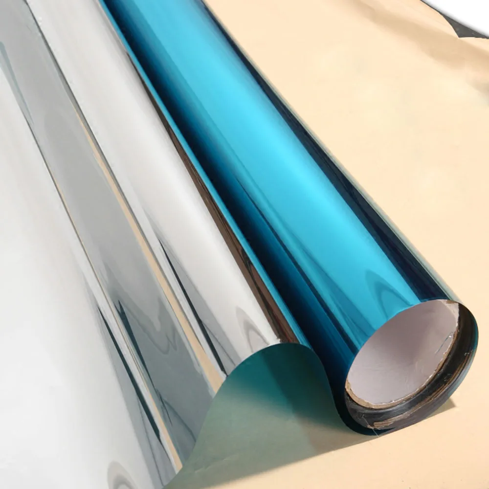 1.52x30m Self Adhesive Silver Mirror Effect Window Tint One Way Vision Privacy Protection Building Film