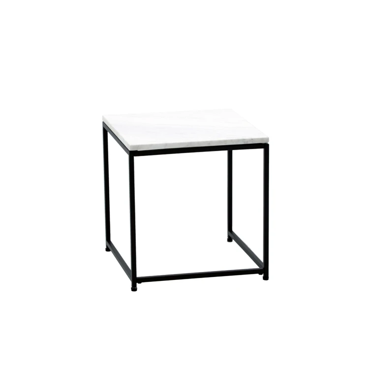 
Square Metal coffee table black base Coffee Table with marble top 