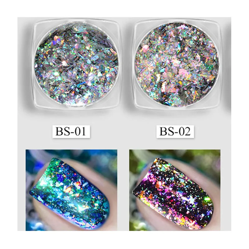 3D DIY Nail Art Decoration Glitter Fish Scale Shape Sequins Nail Foil Powder For Nail Gel Polish