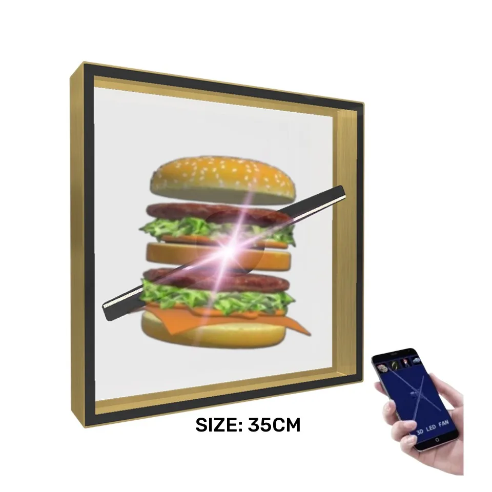 Best advertising led fan 3d hologram with cover portable Mobile APP advertising machine 32cm 3d hologram fan in case