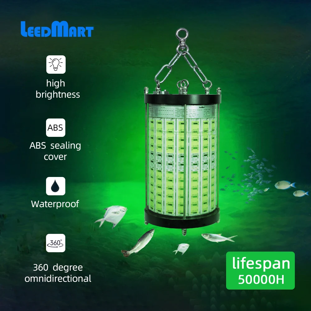 5000w LED green color fishing light underwater led underwater fishing light rechargeable