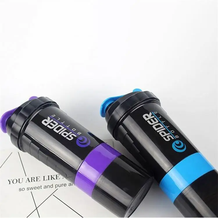 bpa free Protein Shaker Bottle Shakers Cup with pill box spider shaker bottle with storage with compartment