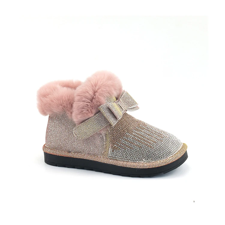 
Custom Fluffy Furry Winter Girls Boots Soft Warm Cozy Indoor Outdoor Faux Sheepskin Snow Boots for Kids 
