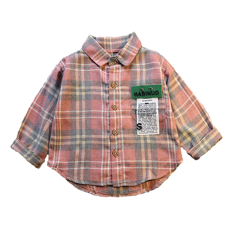 Детская одежда, оптовая продажа, Детская Новая весенне-осенняя жаккардовая одежда с длинными рукавами, отложным воротником и пуговицами, Повседневная однокомнатная