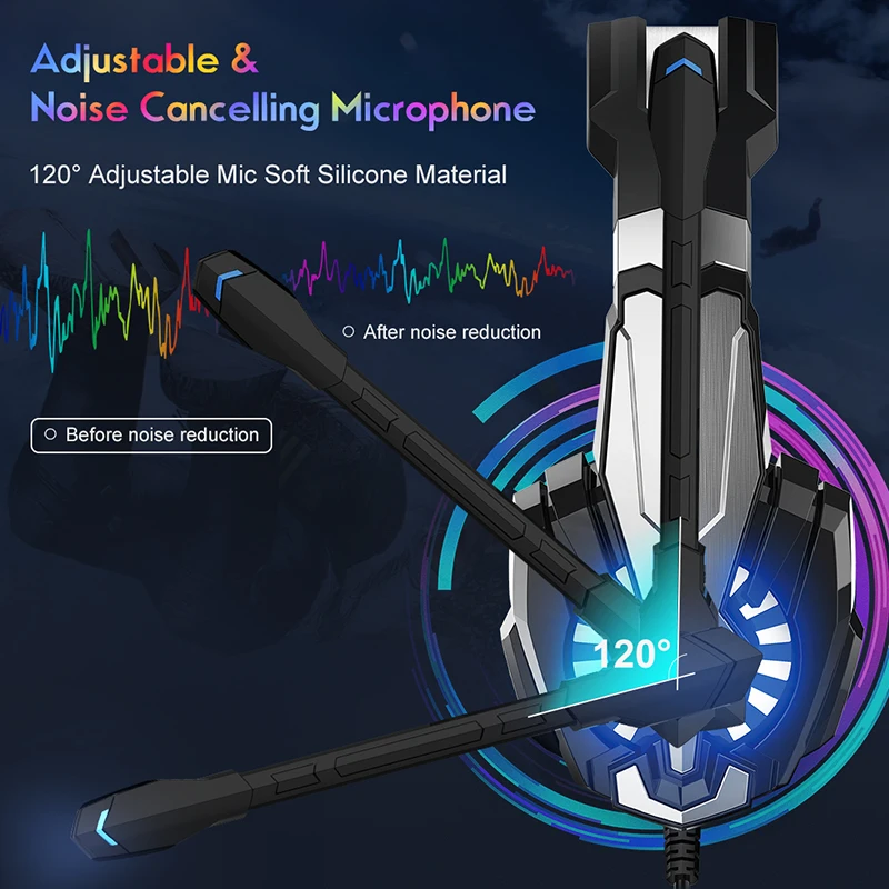 SOULBYTES S9 Blue LED Gaming Headset Noise Cancelling G9000 PRO Auriculares Gamer Headphone