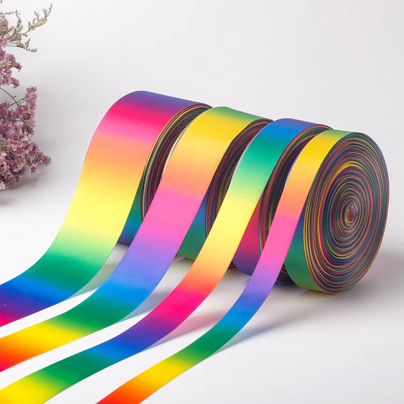 X01 Factory Price Popular Newest Design Satin Custom Printed Rainbow Ribbon