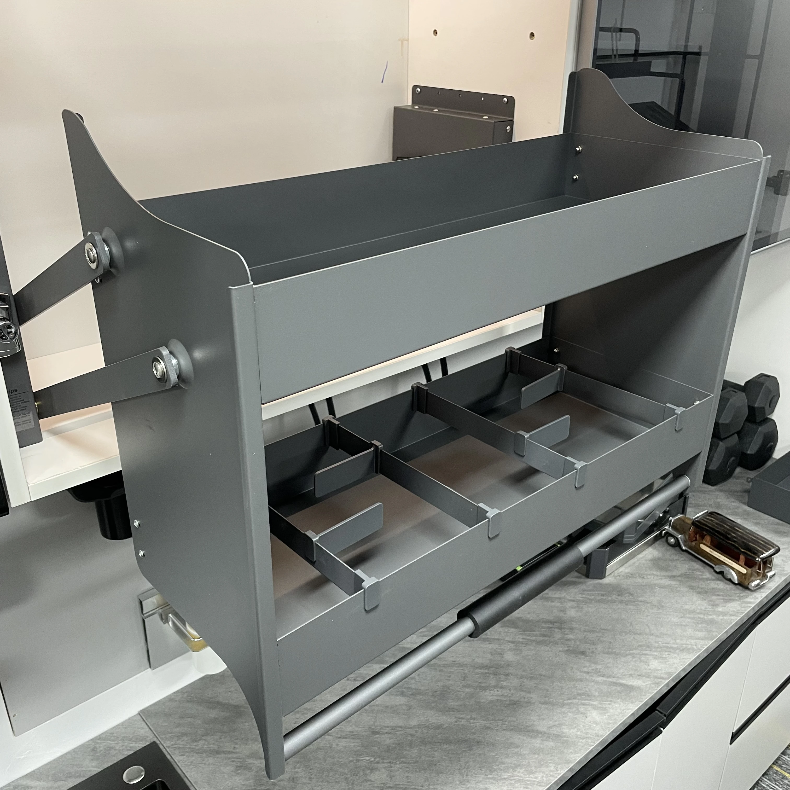 Soft Close Pull Down Overhead Cabinet Storage  2 Tier Wall Cabinet Unit