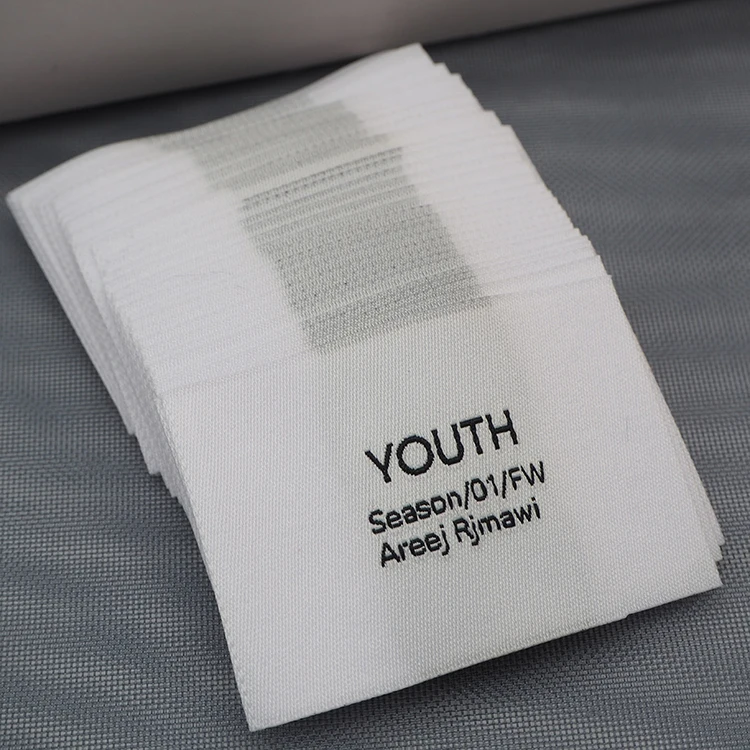 High Quality Clothing Customized Black Satin Woven Label Wholesale Brand Garment Accessories Custom Woven For All Clothing Label