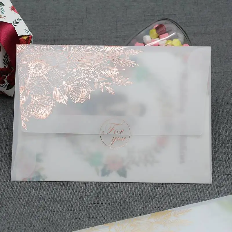 Custom printed Gift Transparent Envelopes Translucent paper packaging vintage invitation gift envelopes