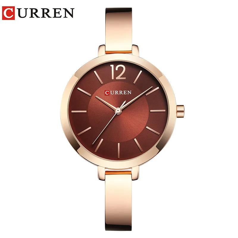 Top Curren ultra slim alloy chronograph stainless steel Japanese quartz movement watch women simple elegant