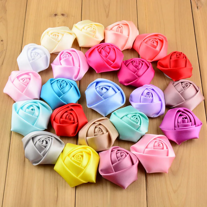 Large size 5cm satin rosette flower 39Colors high quality fabric craft Satin Rosette Flowers 50 Pcs/lot