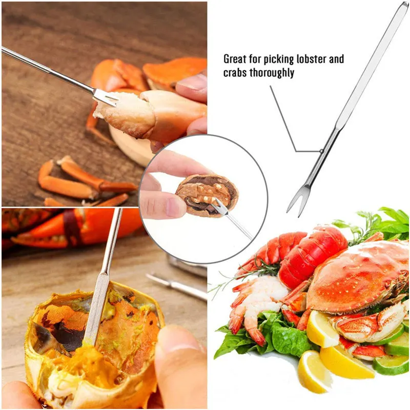  Seafood Tools Set Pliers Fork Spoon Scissors Cracker Crawfish Prawns Lobster Crab Nuts Shellfish Sheller