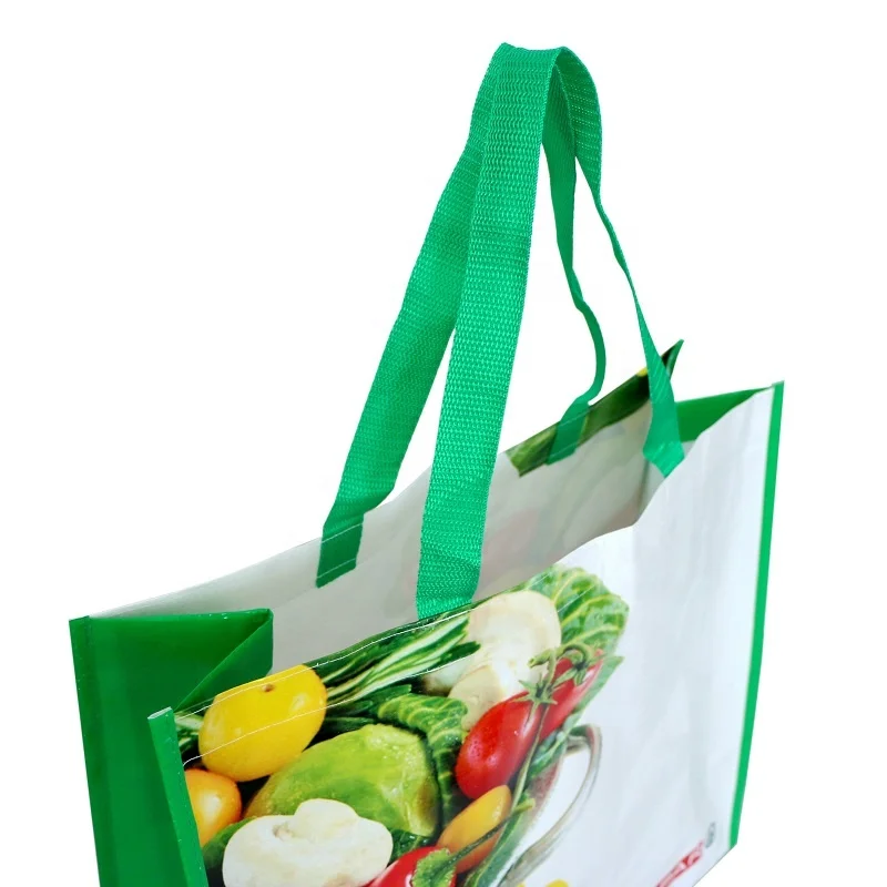 BSCI factory custom design supermarket shopping bag laminated pp woven bag recyclable