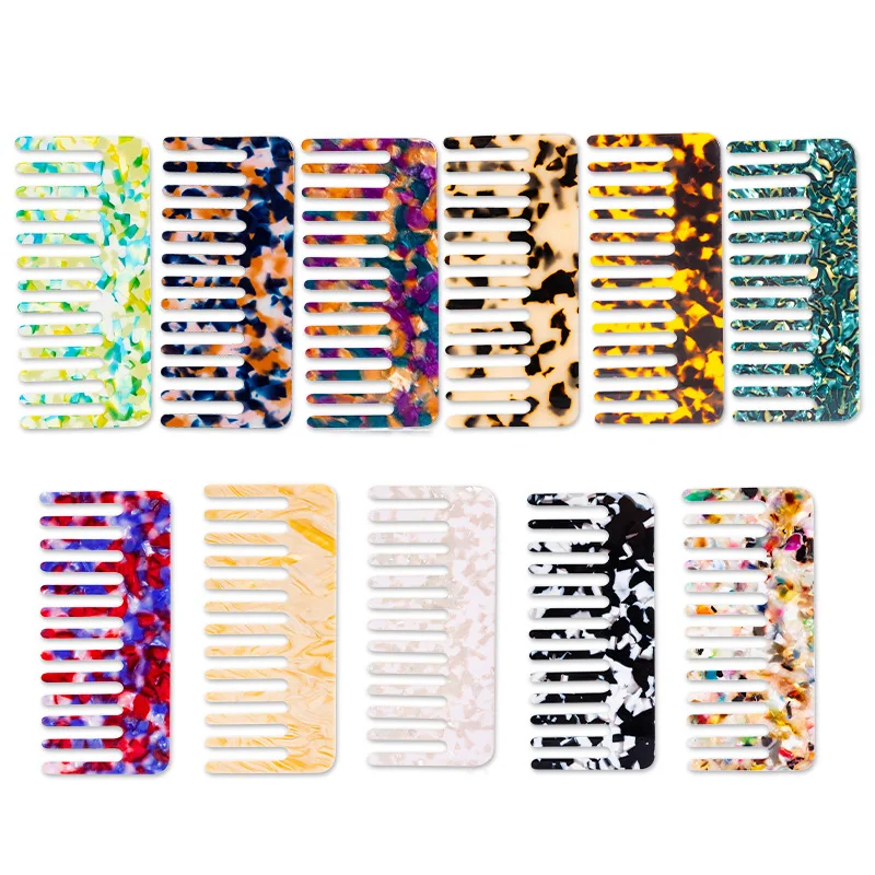 Hot Sell Wide Tooth Comb Cellulose Acetate Comb Free Sample OEM Branding Hair Comb