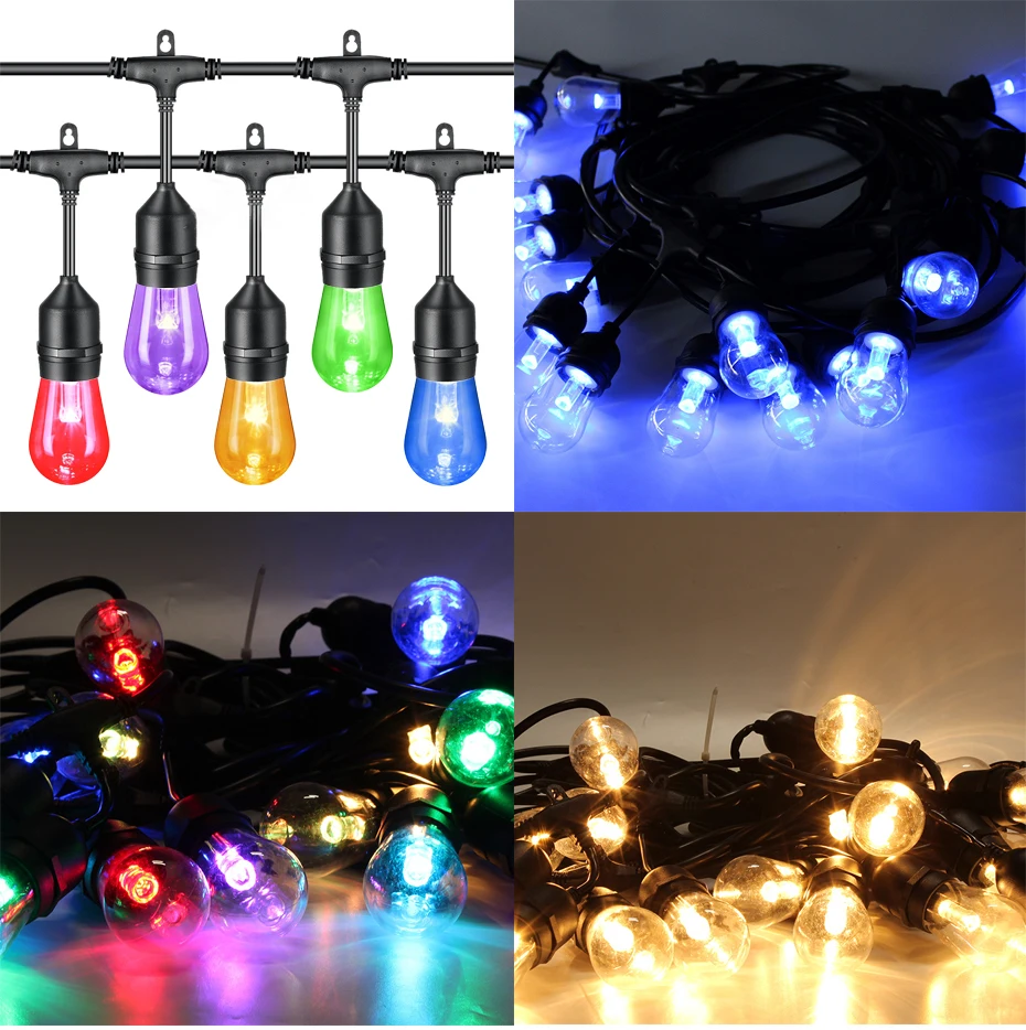 Outdoor light string 220v 120v IP65 E26 E27 christmas string light
