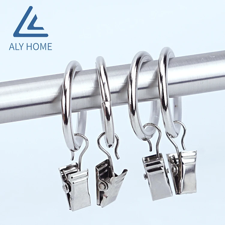 curtain accessories metal eyelet curtain rod ring with clips For Curtain Decor