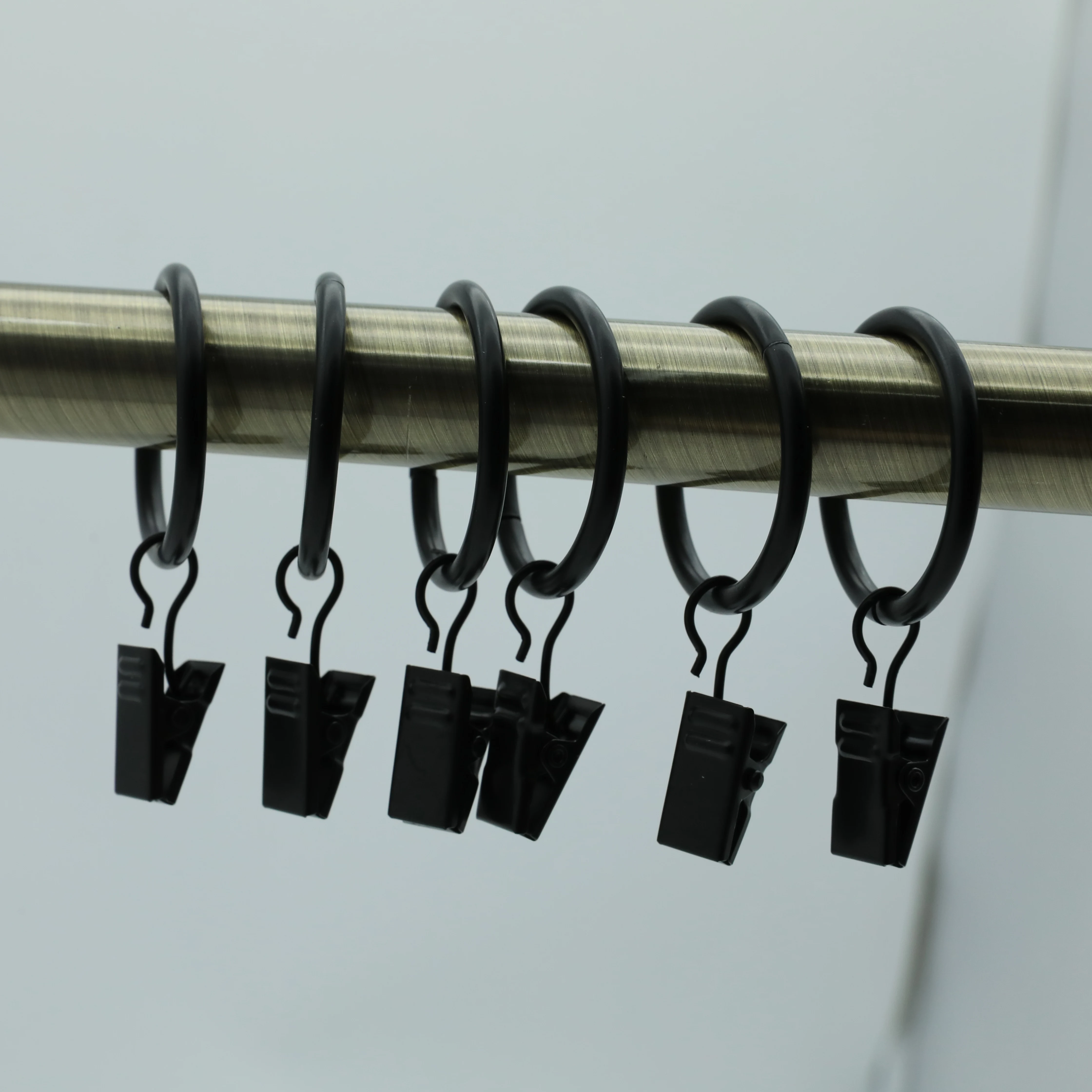 Metal Hanging Hook Ring Clip Shower Rod Hooks Stylish Metal Heavy Duty Curtain Rings with Clips