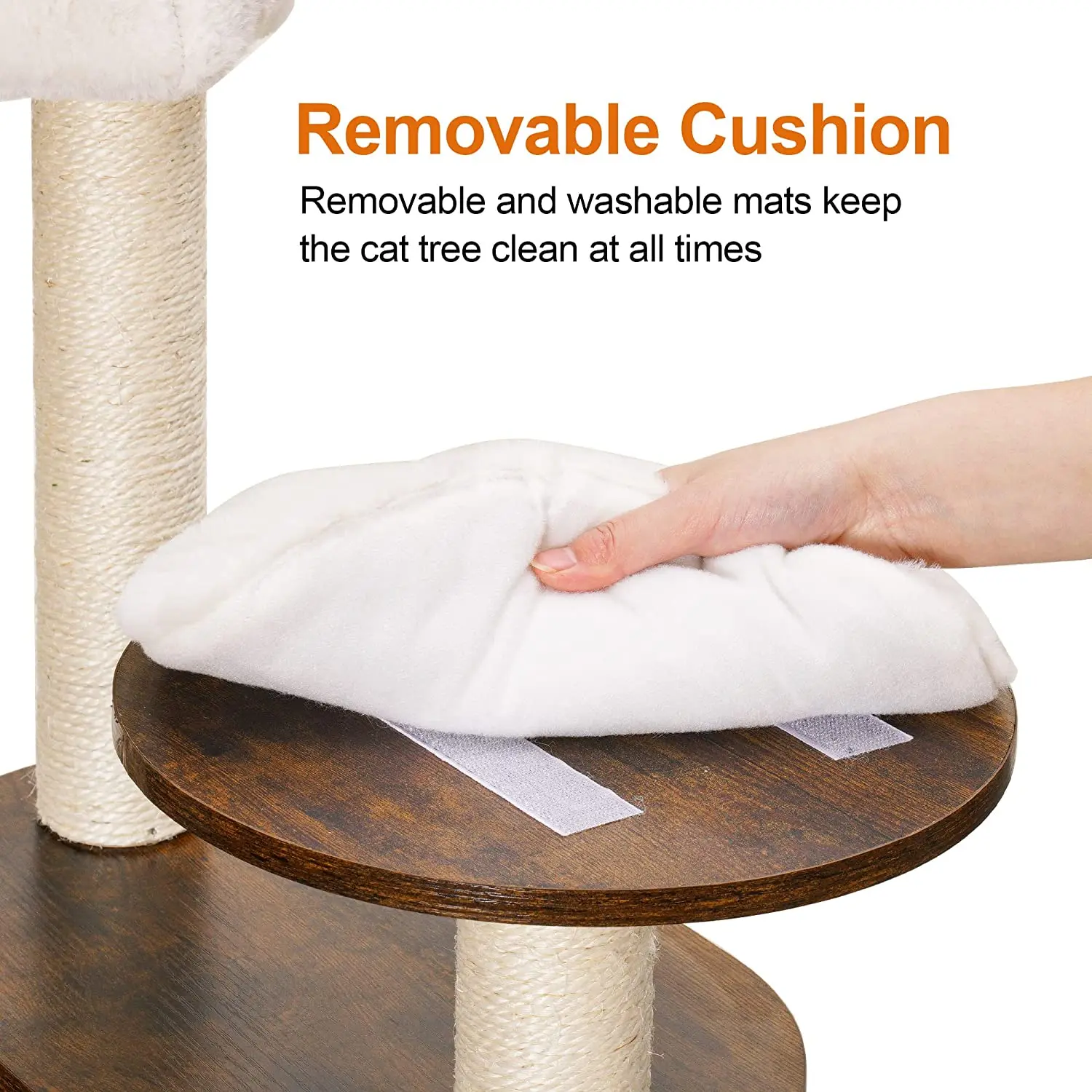 Cat Tree, Wood Litter Box Enclosure with Food Station, All-in-one Indoor Cat Furniture with Large Platform and Condo